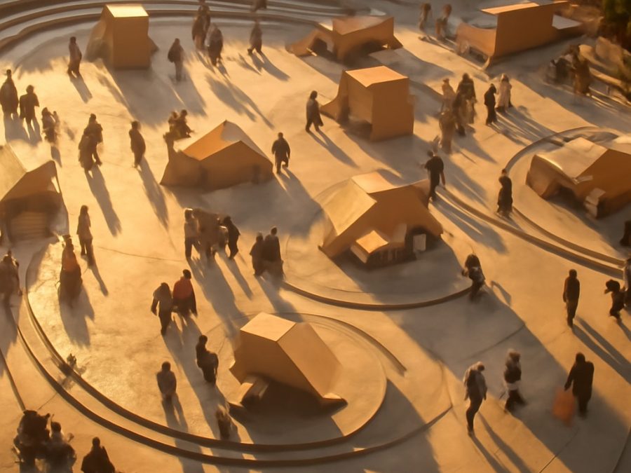 Ettore Sottsass imaginează o planetă organizată prin momente de viață colectivă