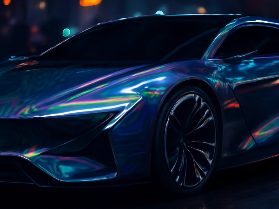 Lumini reflectorizante și pattern moiré pe mașinile de artă AFEELA de Hajime Sorayama și Matt Copson