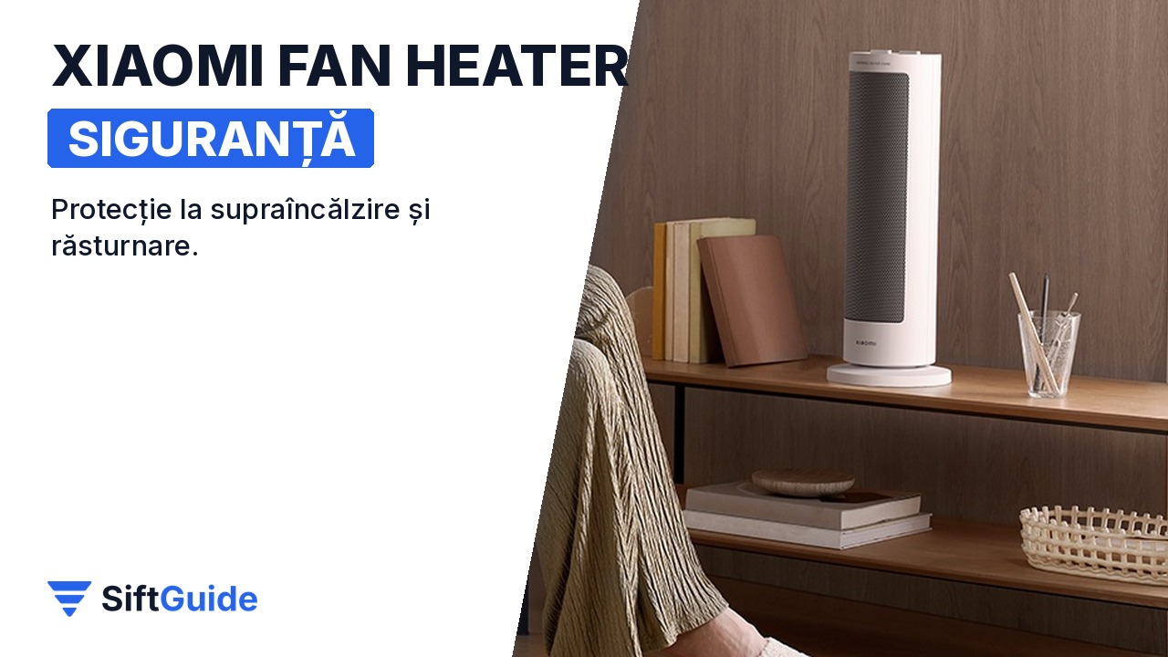 Aeroterma Xiaomi Fan Heater lângă un raft cu cărți