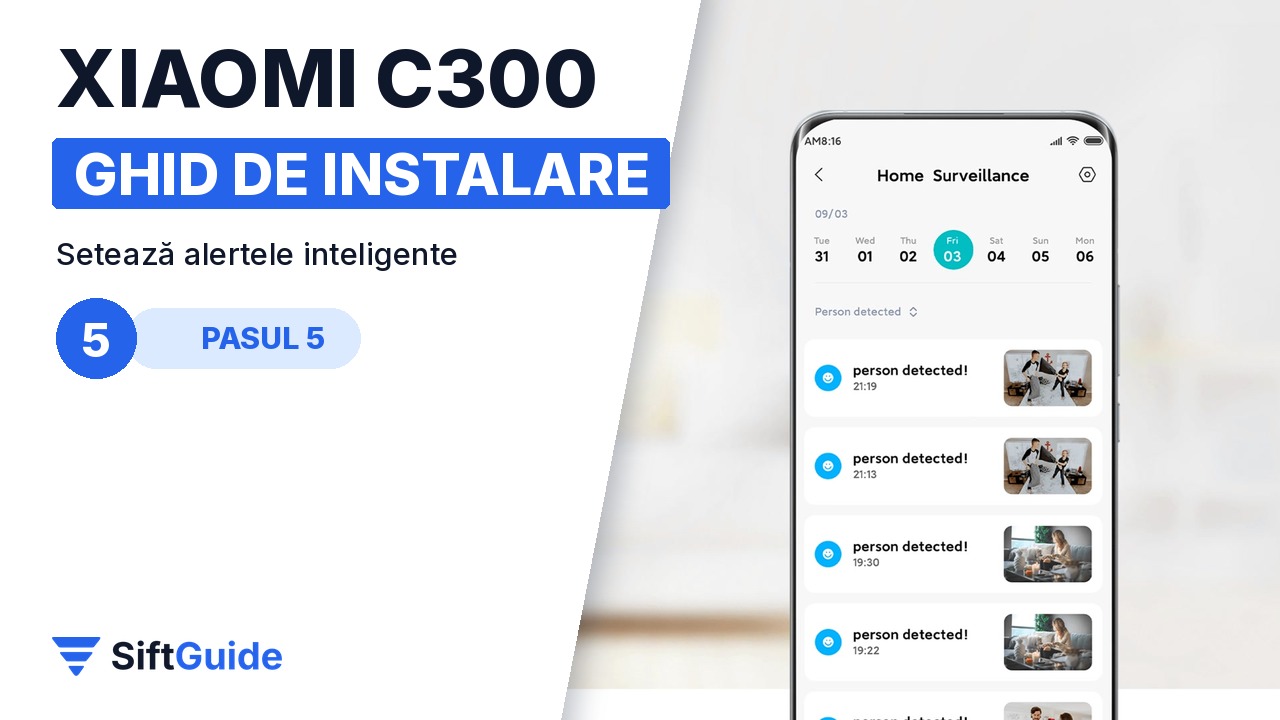 Alerte de mișcare în aplicația Xiaomi Home