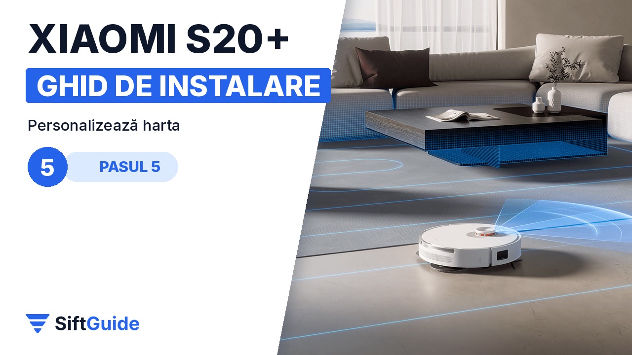 Xiaomi S20+ curățând sufrageria după salvarea hărții