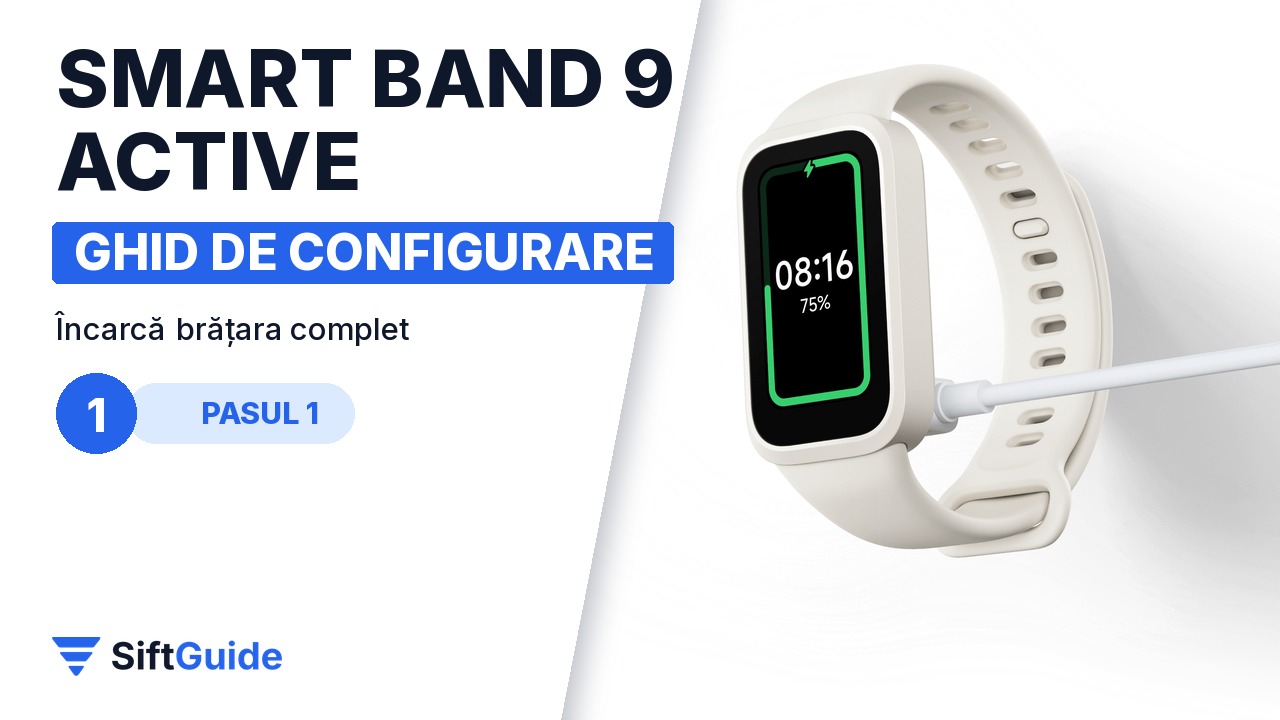Încărcarea Xiaomi Smart Band 9 Active pe noptieră