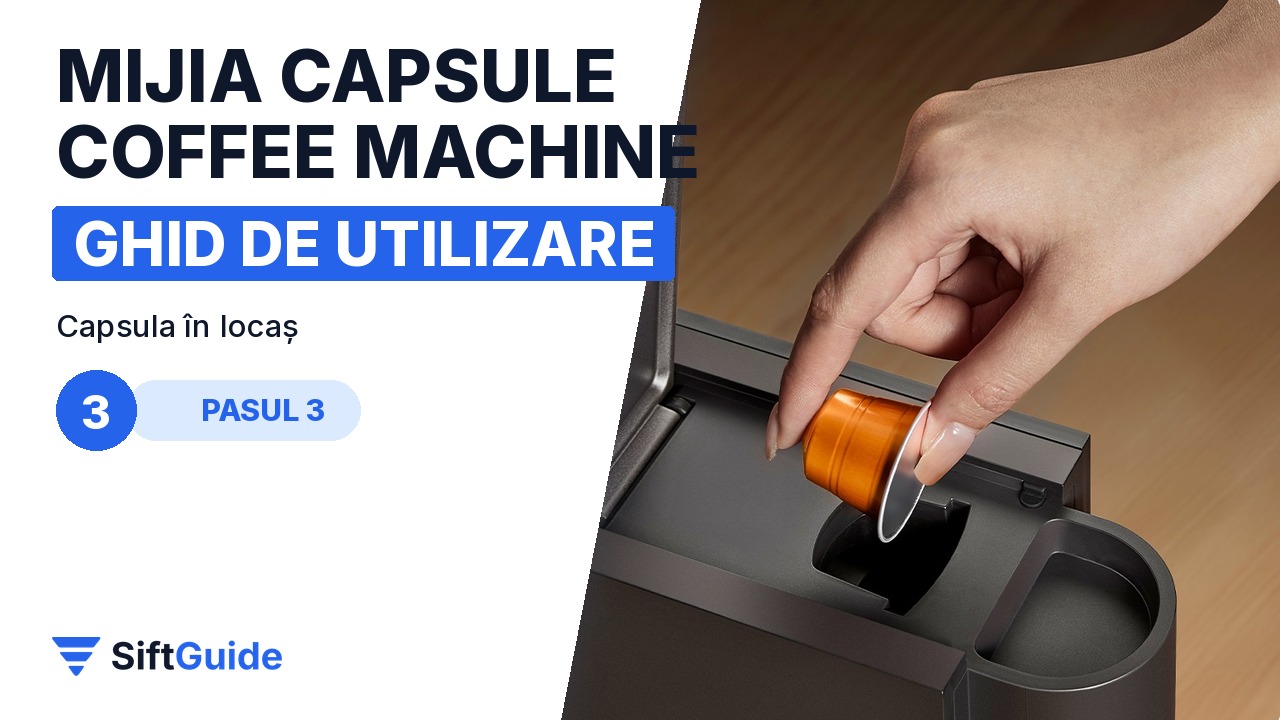 Capsula pusă în locaș, cu maneta espressorului Mijia ridicată