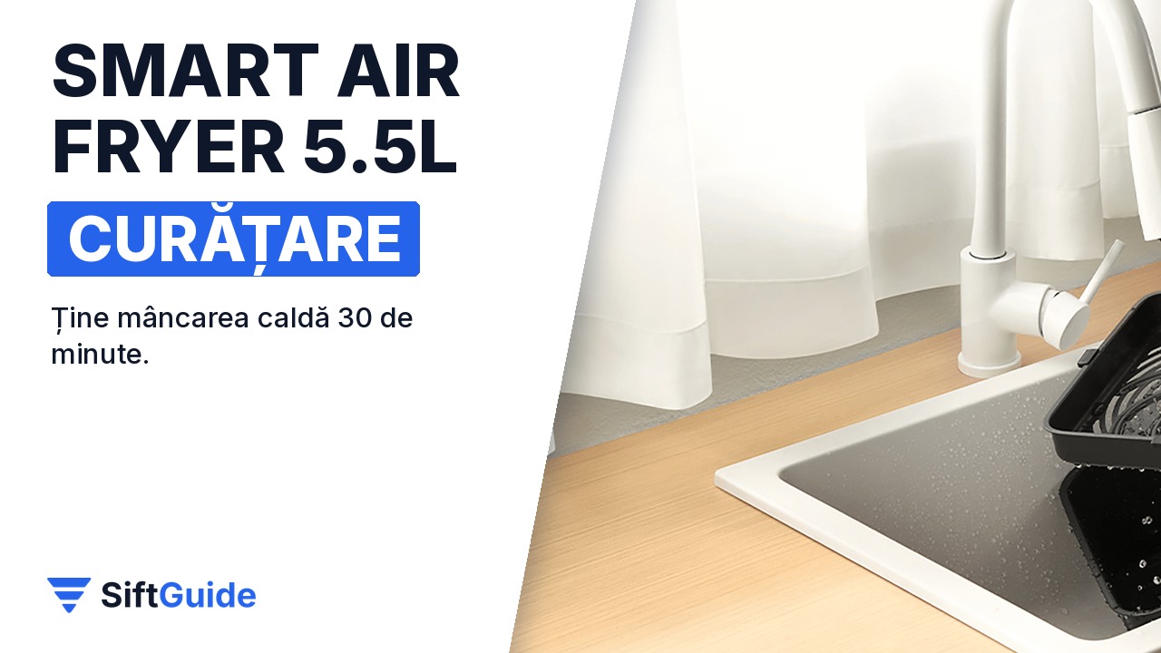 Friteuza Xiaomi lângă o boxă inteligentă într-o bucătărie decorată cu plante