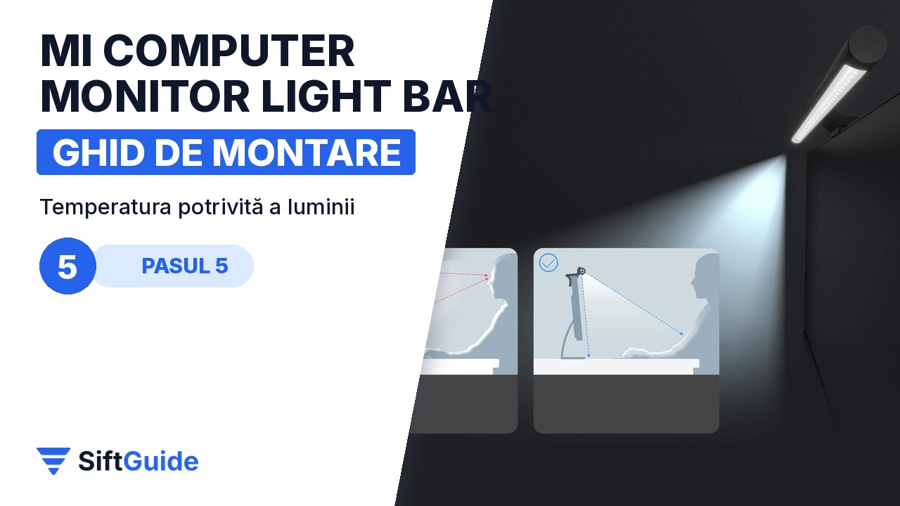 Lumina asimetrică a lămpii Mi cade pe birou, nu pe ecran