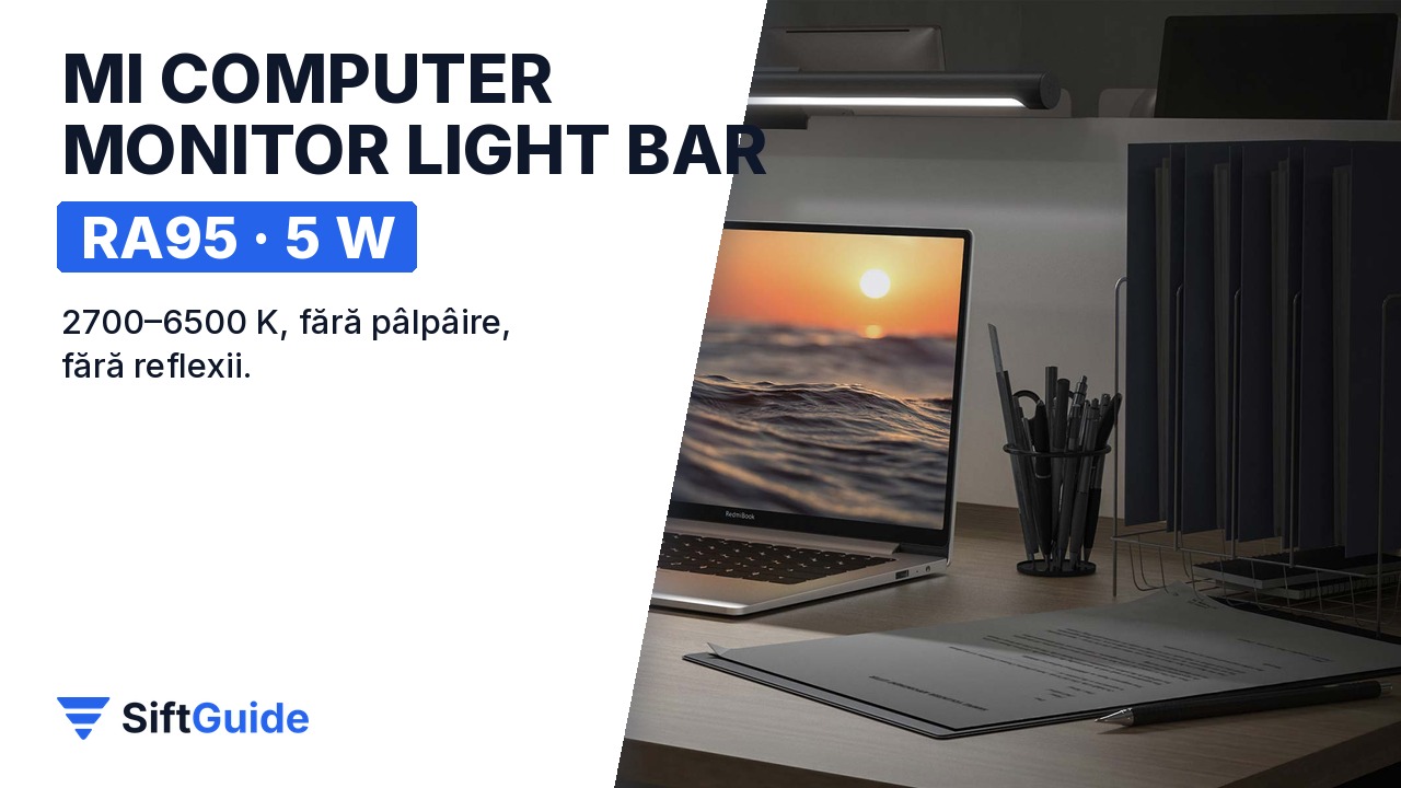 Birou de lucru iluminat cu lampa de monitor Mi