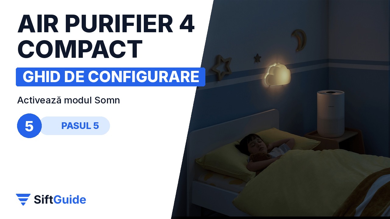 Xiaomi Smart Air Purifier 4 Compact într-un dormitor, noaptea