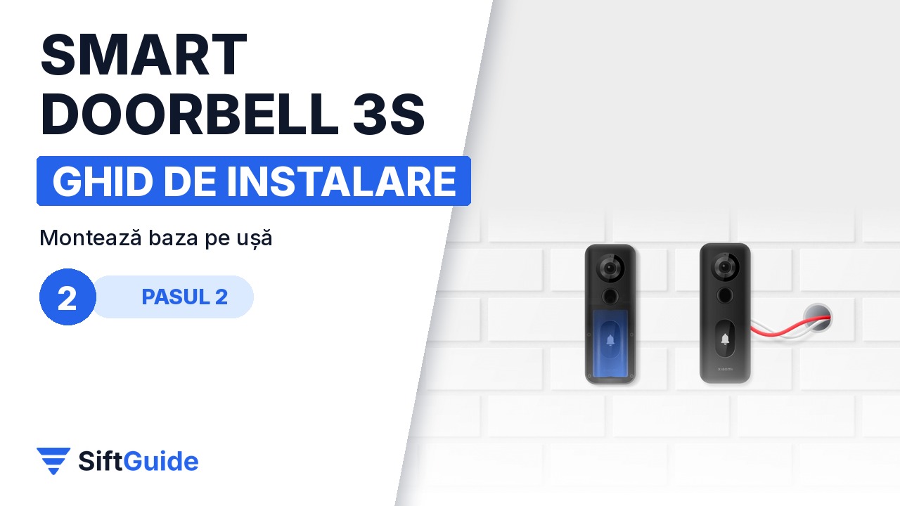 Soneria Xiaomi Smart Doorbell 3S pe un perete deschis la culoare