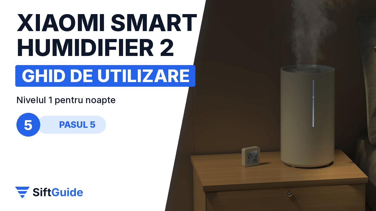 Umidificatorul Xiaomi Smart Humidifier 2 pe noptieră, noaptea