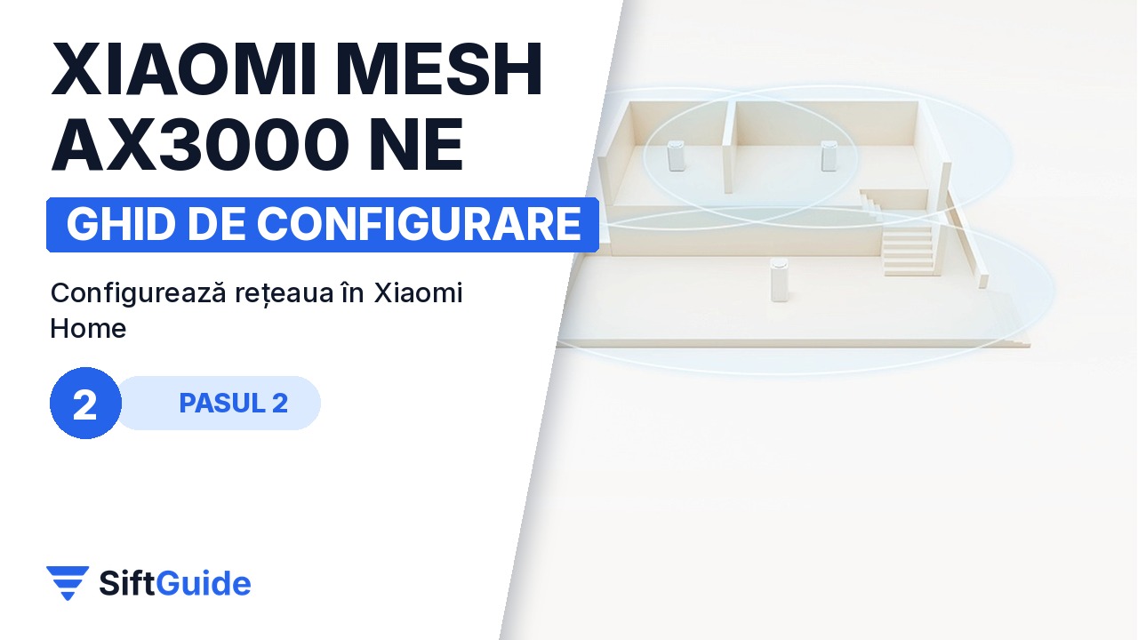 Machetă de locuință cu routerul Xiaomi Mesh în zona de zi