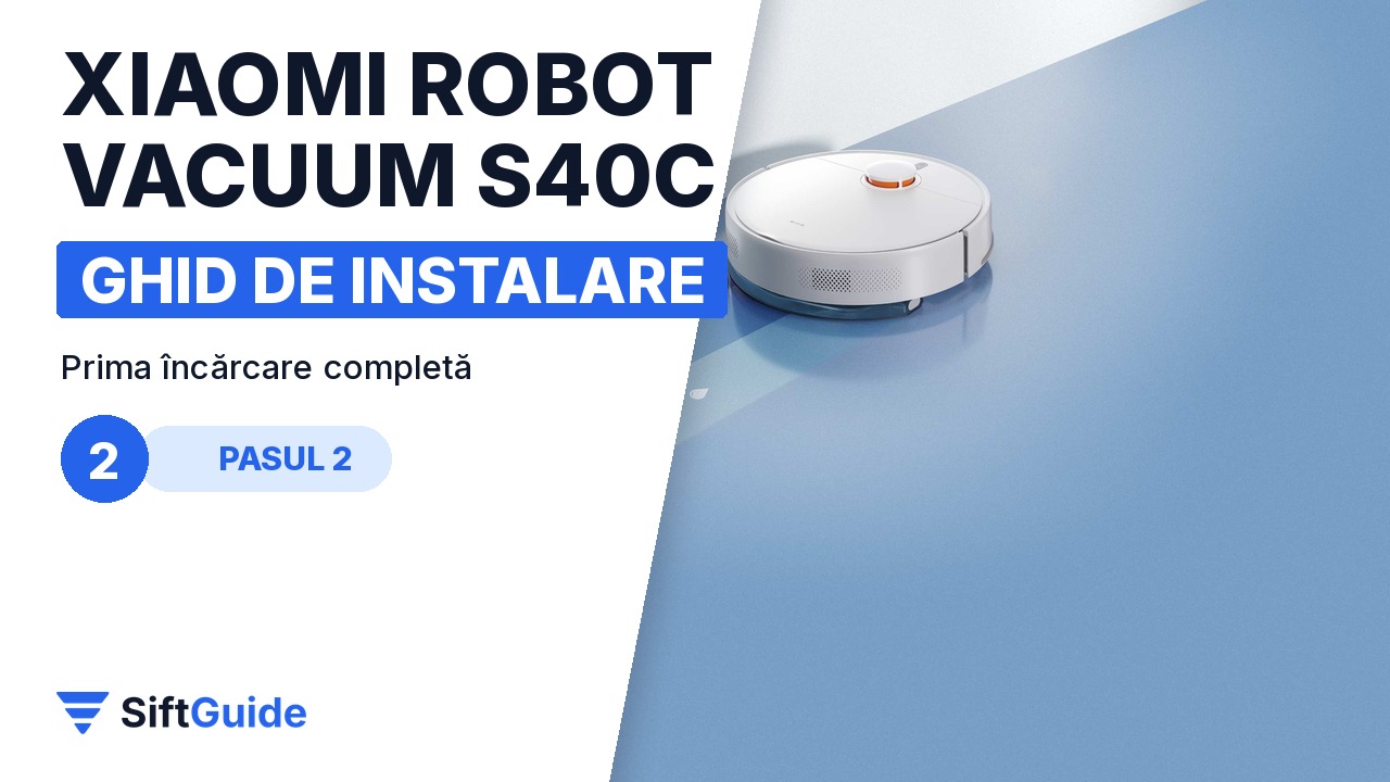 Xiaomi S40C pe o podea cu parchet, după încărcare