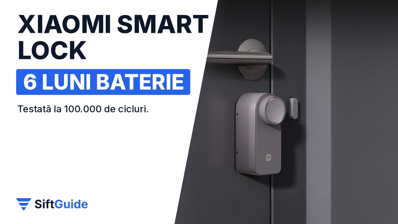 Încuietoarea Xiaomi Self-Install Smart Lock pe o ușă de apartament