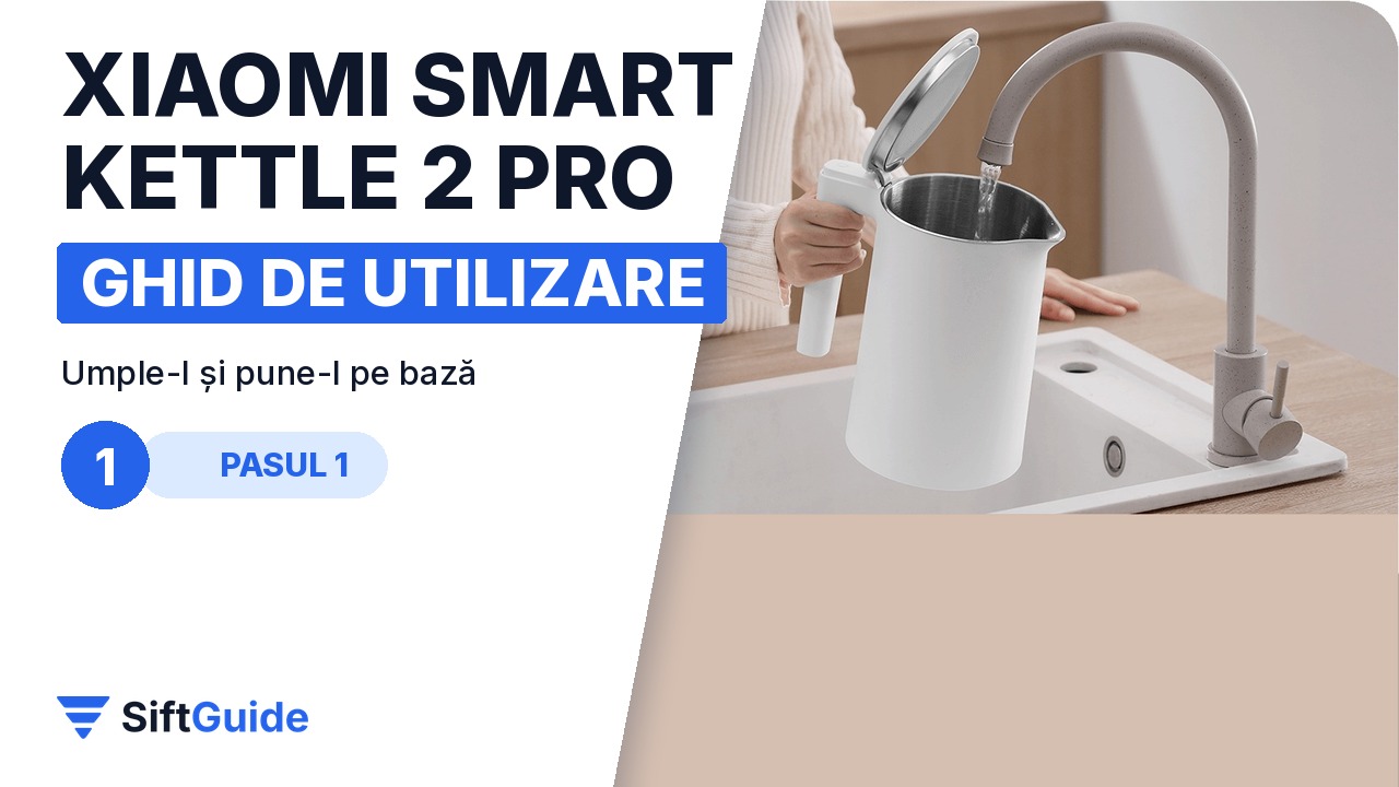 Fierbătorul Xiaomi Smart Kettle 2 Pro umplut cu apă la robinetul din bucătărie