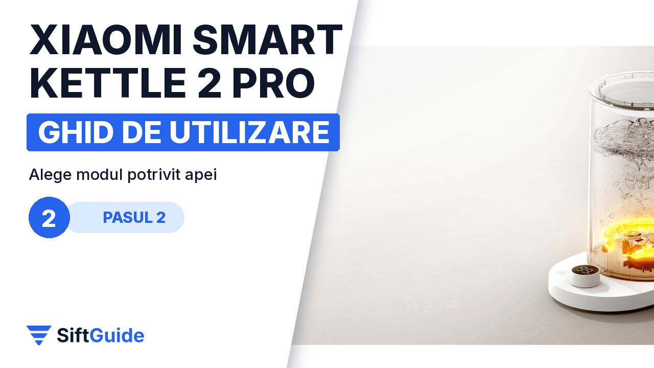 Fierbătorul Xiaomi Smart Kettle 2 Pro încălzind apa, cu baza luminată