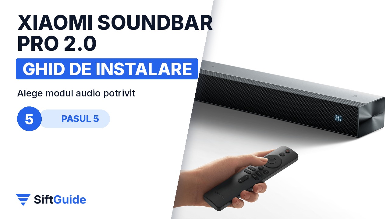Telecomanda soundbarului Xiaomi Soundbar Pro 2.0 îndreptată spre afișaj